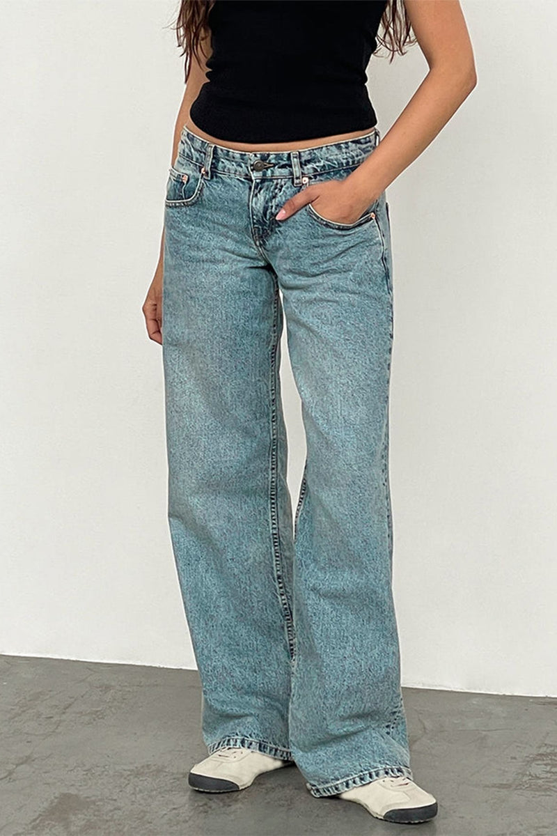 Solid Stretch Straight Leg Jeans