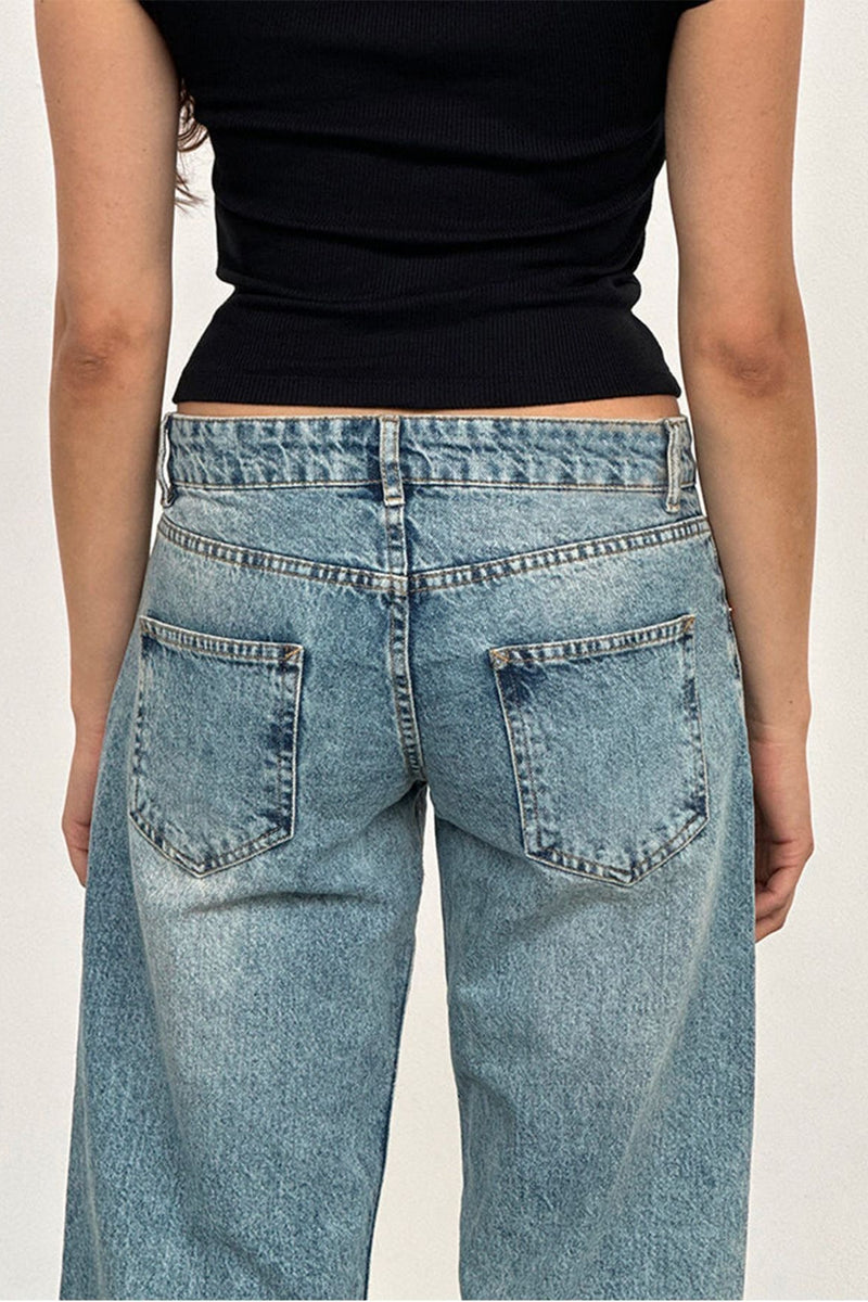 Solid Stretch Straight Leg Jeans