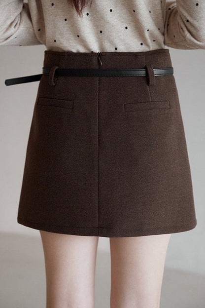 Solid Tartan Textured Skirt