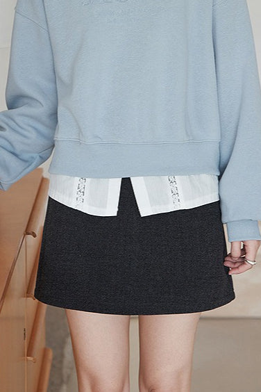 Solid Tartan Textured Skirt