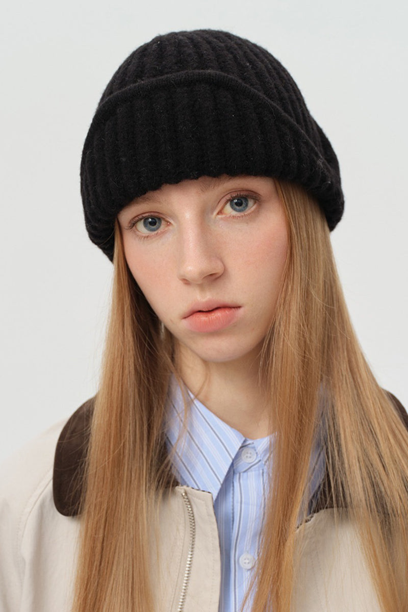 Solid Wool Blend Irregular Button Knitted Hat
