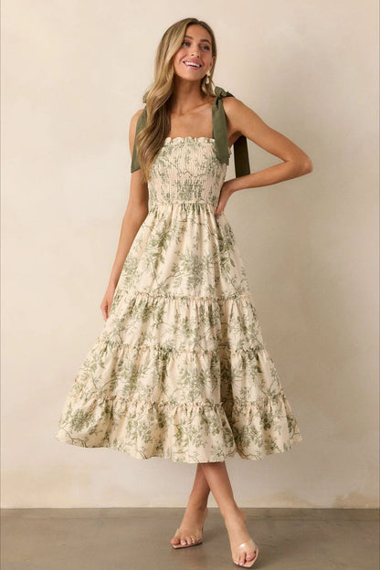 Spaghetti Strap Floral Maxi Boho Dress