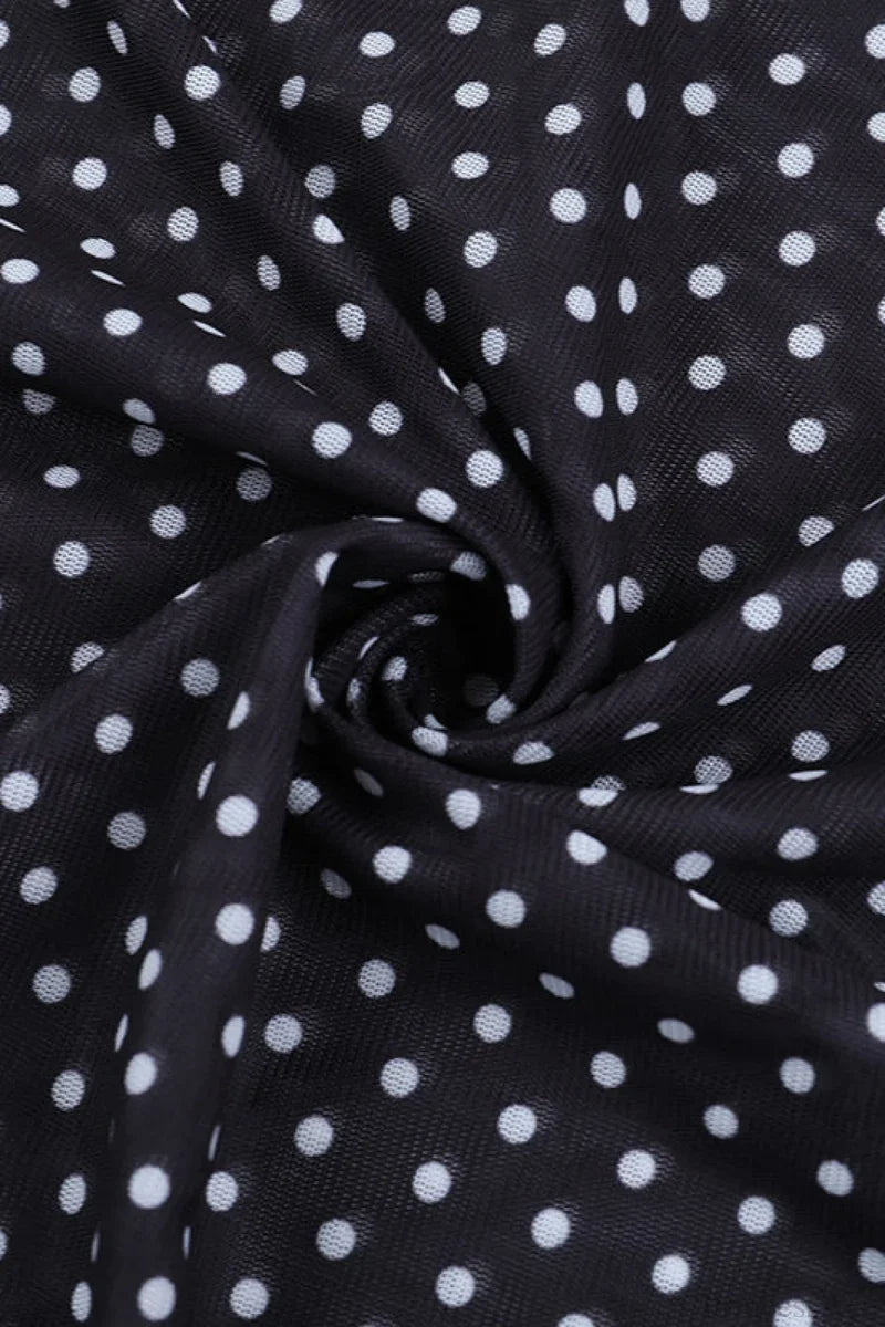 Square Neck Polka Dot Spliced A Line Maxi Dress