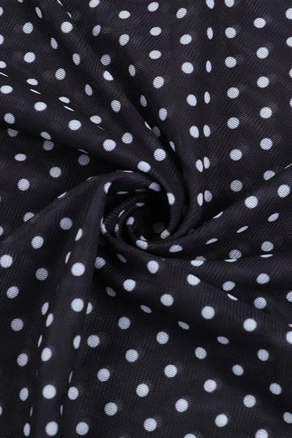 Square Neck Polka Dot Spliced A Line Maxi Dress