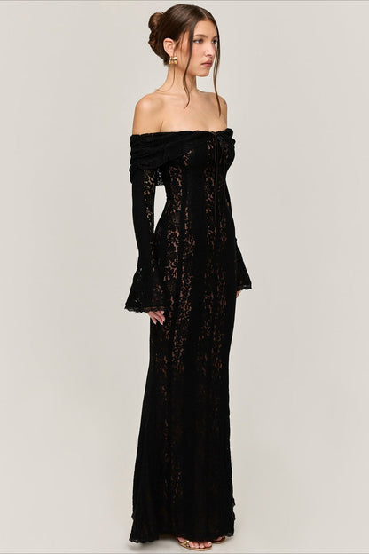 Strapless Lace Mermaid Maxi Dress