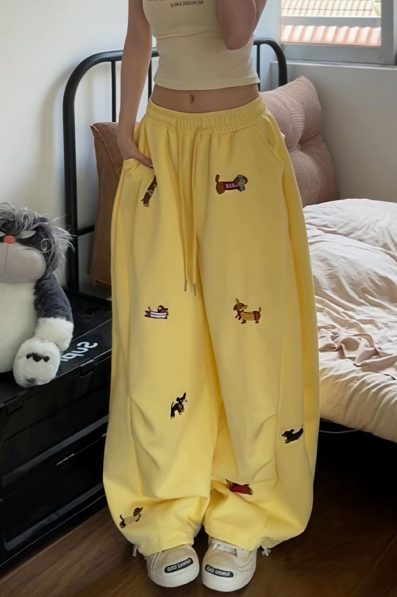 Street Style Embroidered Baggy Pants