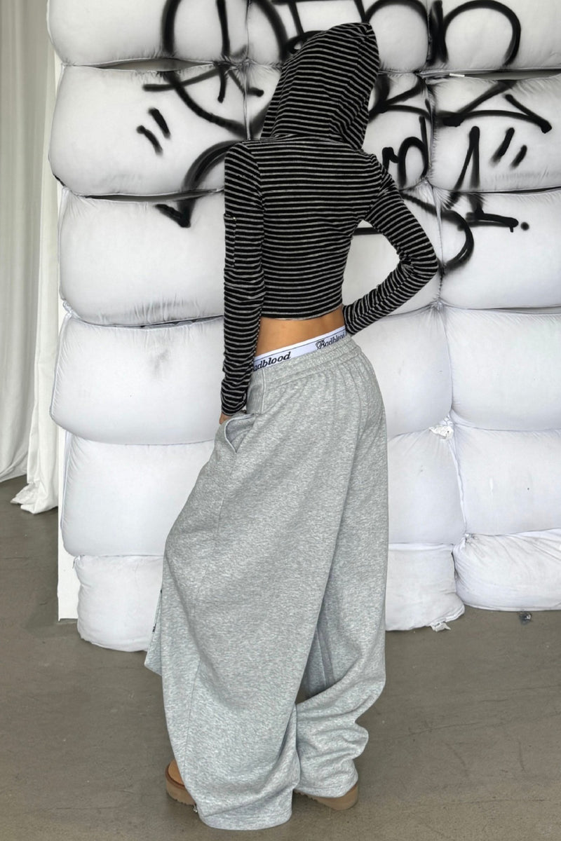 Street Style Graphic Letter Ribbon Curved Sweat Pants