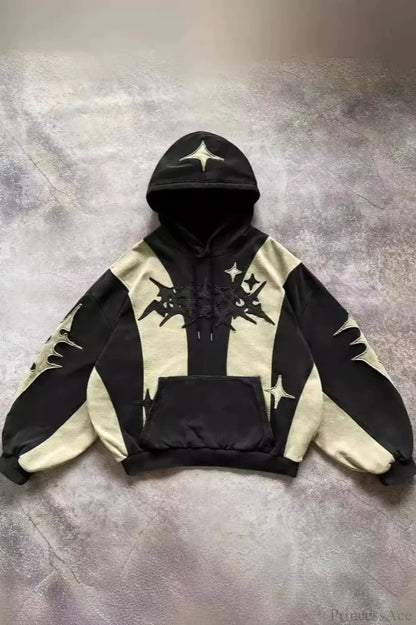 Street Y2K Collage Loose Hoodie Black / S