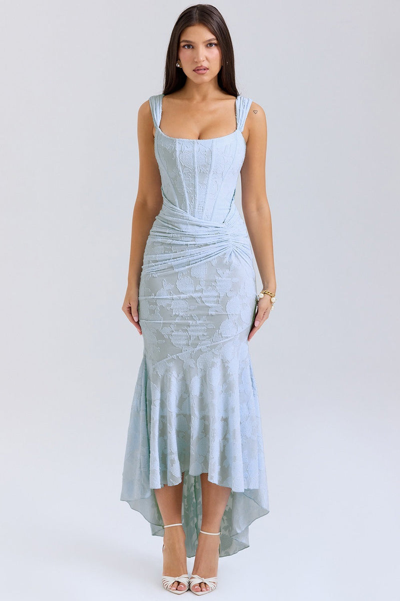Stretch Mesh Jacquard Mermaid Formal Dress