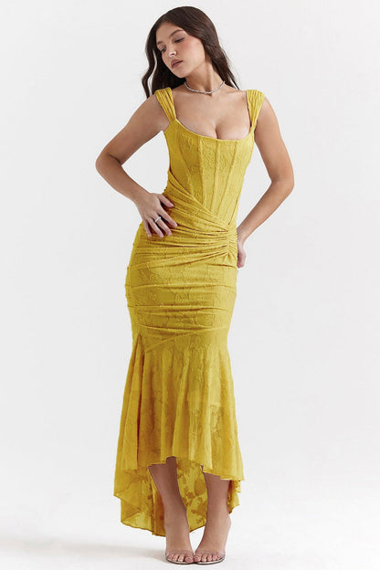 Stretch Mesh Jacquard Mermaid Formal Dress