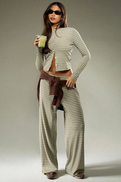 Stripe Button Cord Easy Two Piece Set