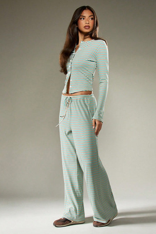 Stripe Button Cord Easy Two Piece Set