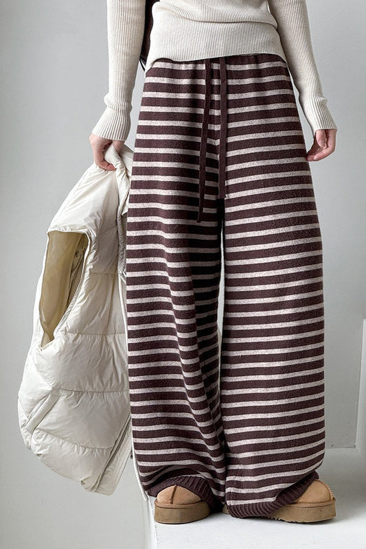 Striped Knit Thickened Casual Pants