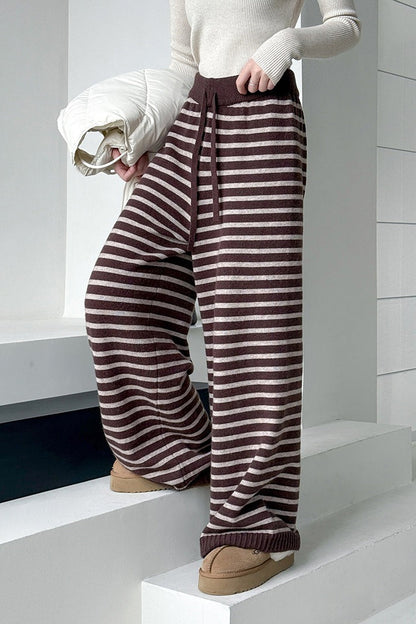 Striped Knit Thickened Casual Pants