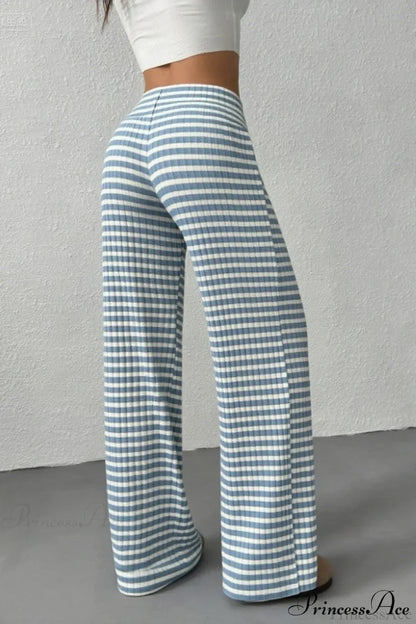 Striped Solid Knit Straight Leg Pants