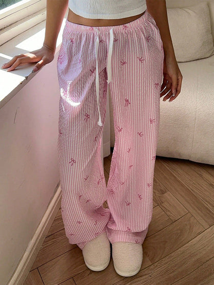 Striped Wide Leg Drawstring Pant