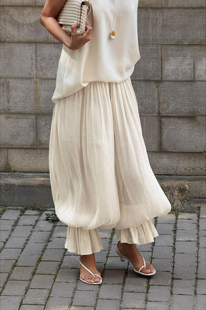 Structured Puff Ankle Chic Casual Pants