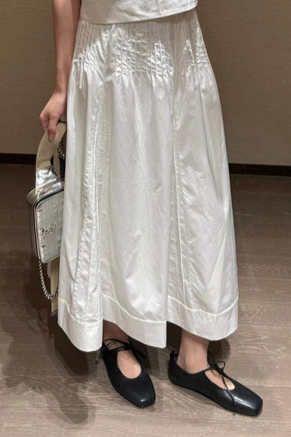 Sweet High Waist Unique Youthful White Maxi Skirt