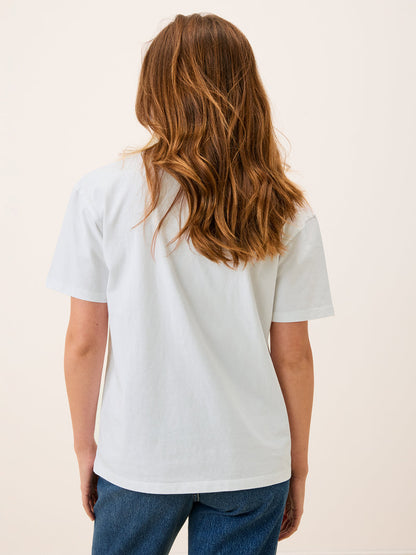 EDOUARD white screen-printed straight T-shirt, detail of print by Rouje