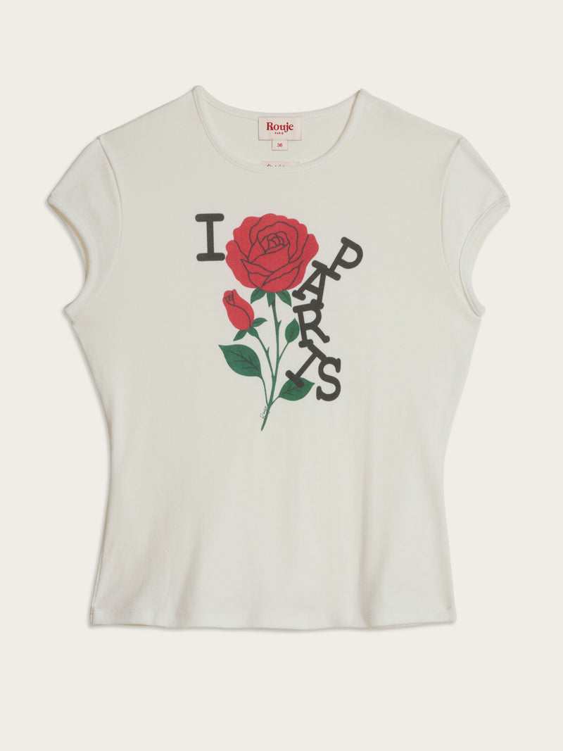 Fergus white printed T-shirt, packshot