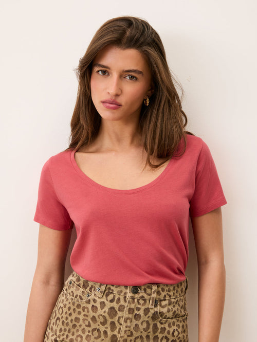 TOM pink loose-fit short-sleeve T-shirt, front view by Rouje