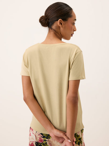 TOM beige T-shirt worn on a model by Rouje