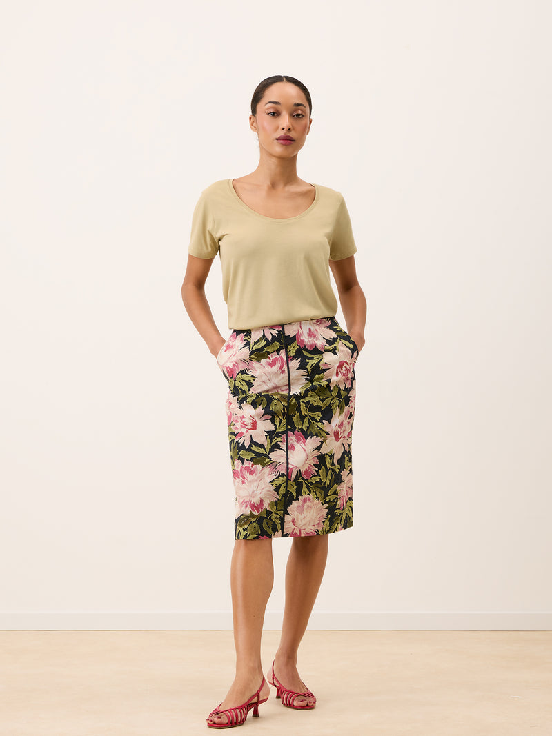 TOM beige loose-fit T-shirt, side view by Rouje