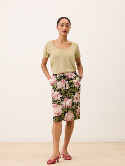 TOM beige loose-fit T-shirt, side view by Rouje