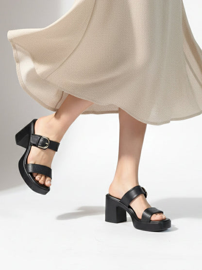 Talia Black Platform Heels