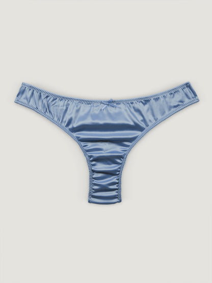 TULLY sky blue satin panties worn on a model by Rouje