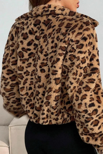 Thickened Short Leopard Print Relaxed Fuzzy Coat