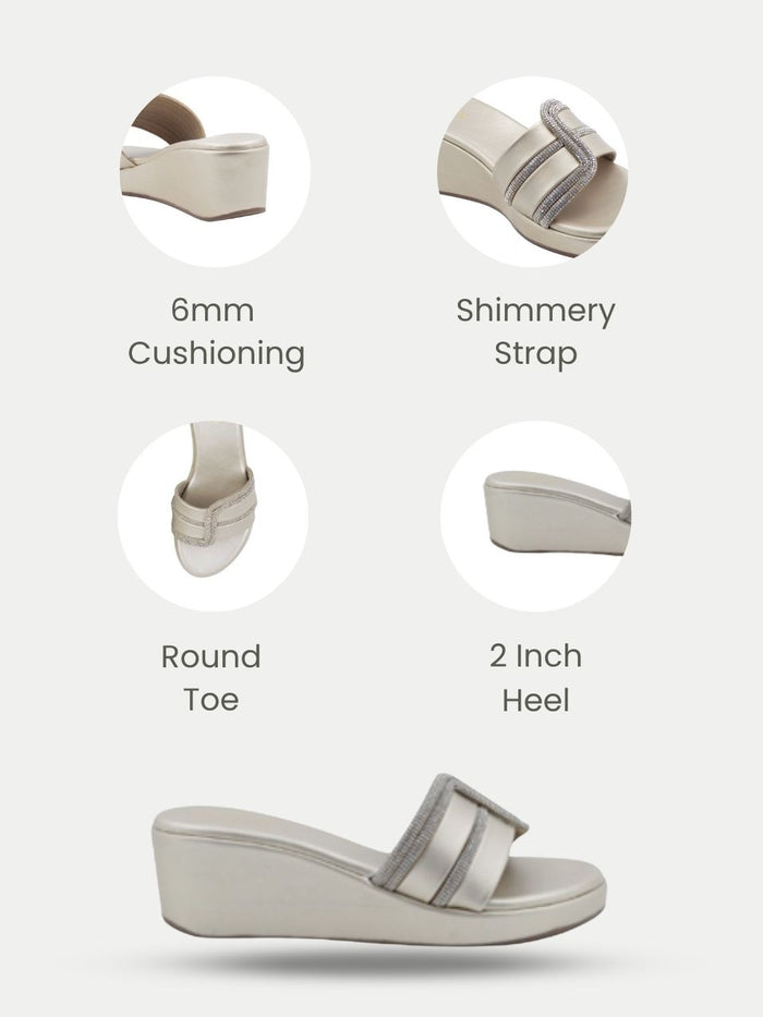 Tira Gold Wedge Heels