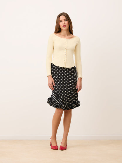 BEATA vanilla slim-fit cotton top, back view by Rouje
