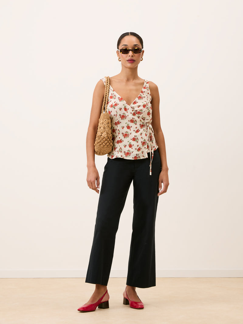 NADIA ecru floral crossover top, back view by Rouje