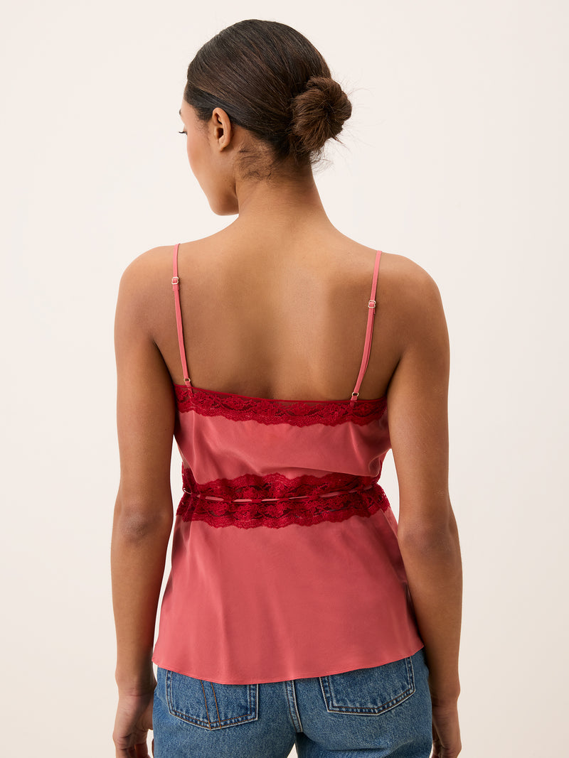 ROMY pink lace strappy top, back view by Rouje