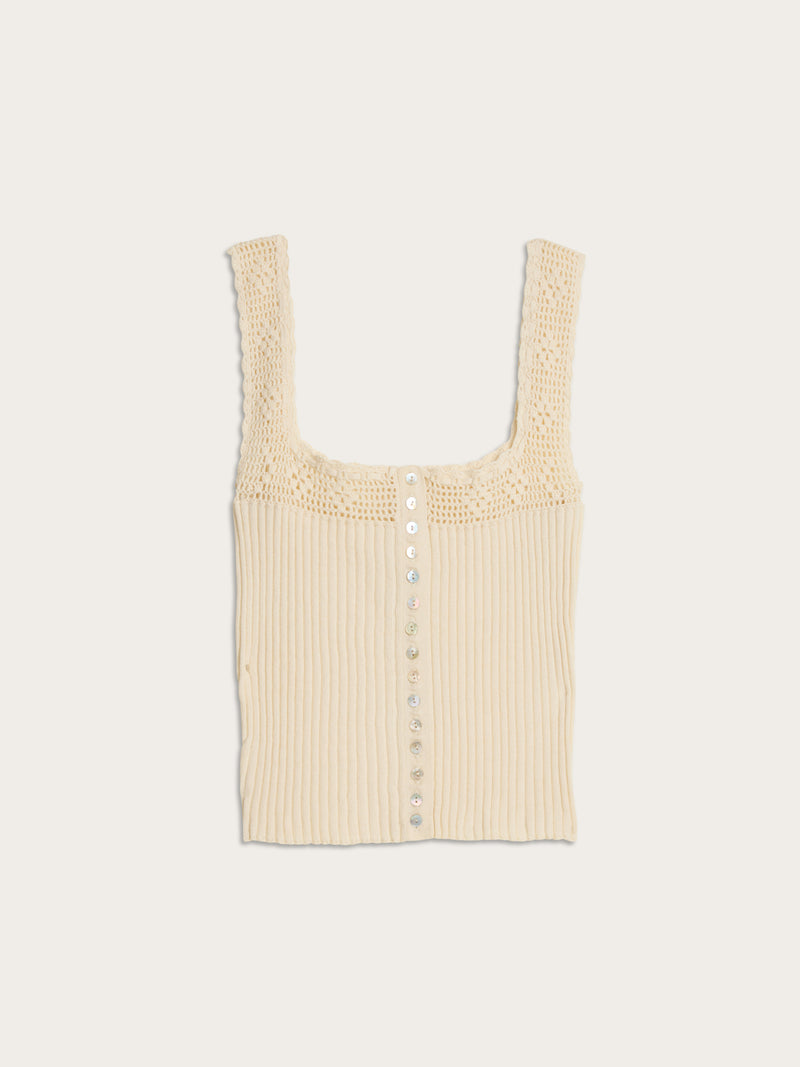 Tarek ecru crochet top, flat packshot