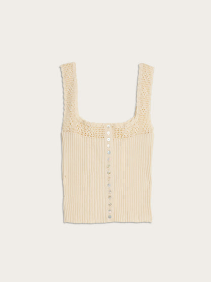 Tarek ecru crochet top, flat packshot