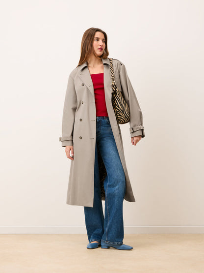 EZRA mastic oversized trench coat, back view by Rouje