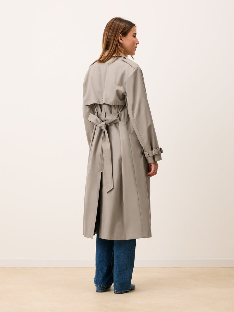EZRA mastic oversized trench coat, side view by Rouje