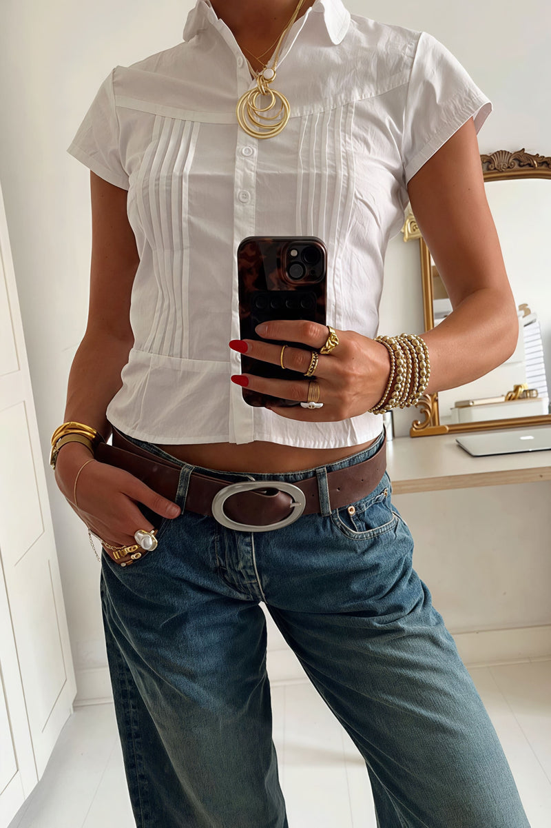 Unique Design Slim Fit Short Sleeve Blouse