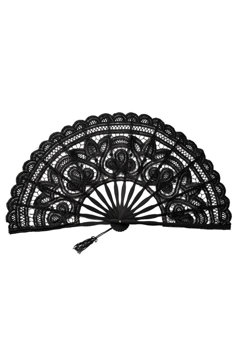 Black lace piece with refined accents, a black lace skirt essential.