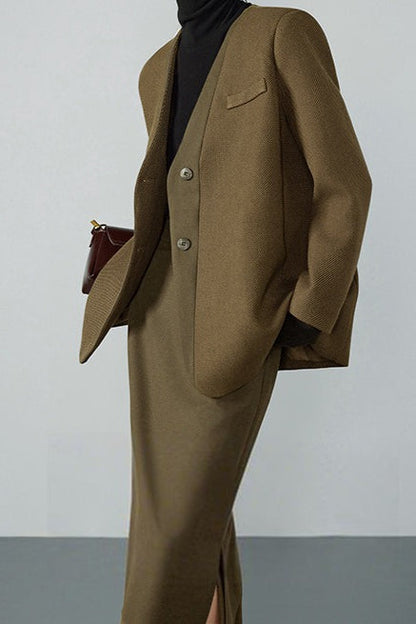 V Neck Single Breasted Blazer