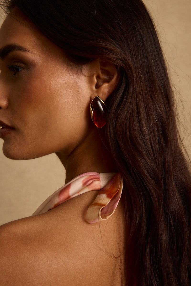 Veda Amber Stone Earrings