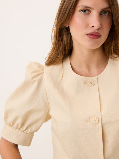 MAYA beige cotton bolero, detail of balloon sleeves by Rouje