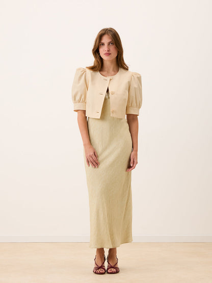 MAYA beige cotton bolero jacket, front view by Rouje