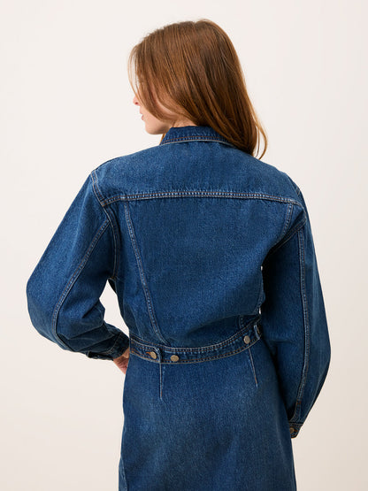 SAMIR indigo denim boxy jacket, back view by Rouje