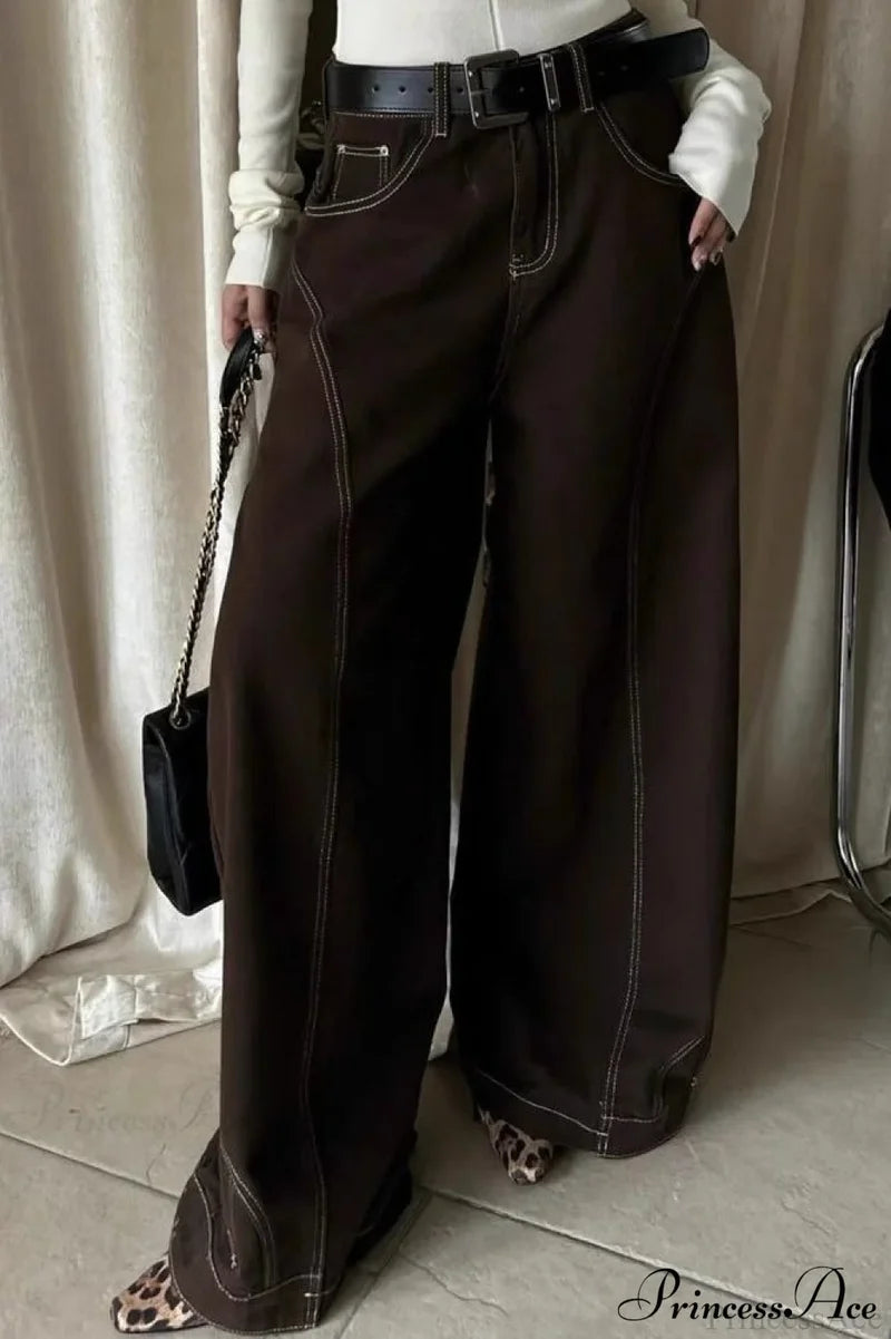 Vintage Brown High Waist Straight Leg Jeans