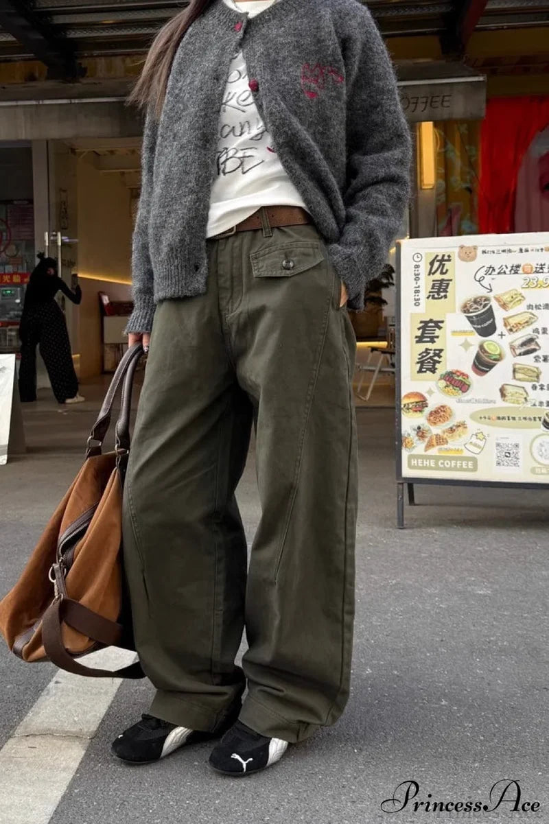 Vintage Draped Cuffed Cargo Pants Green / M