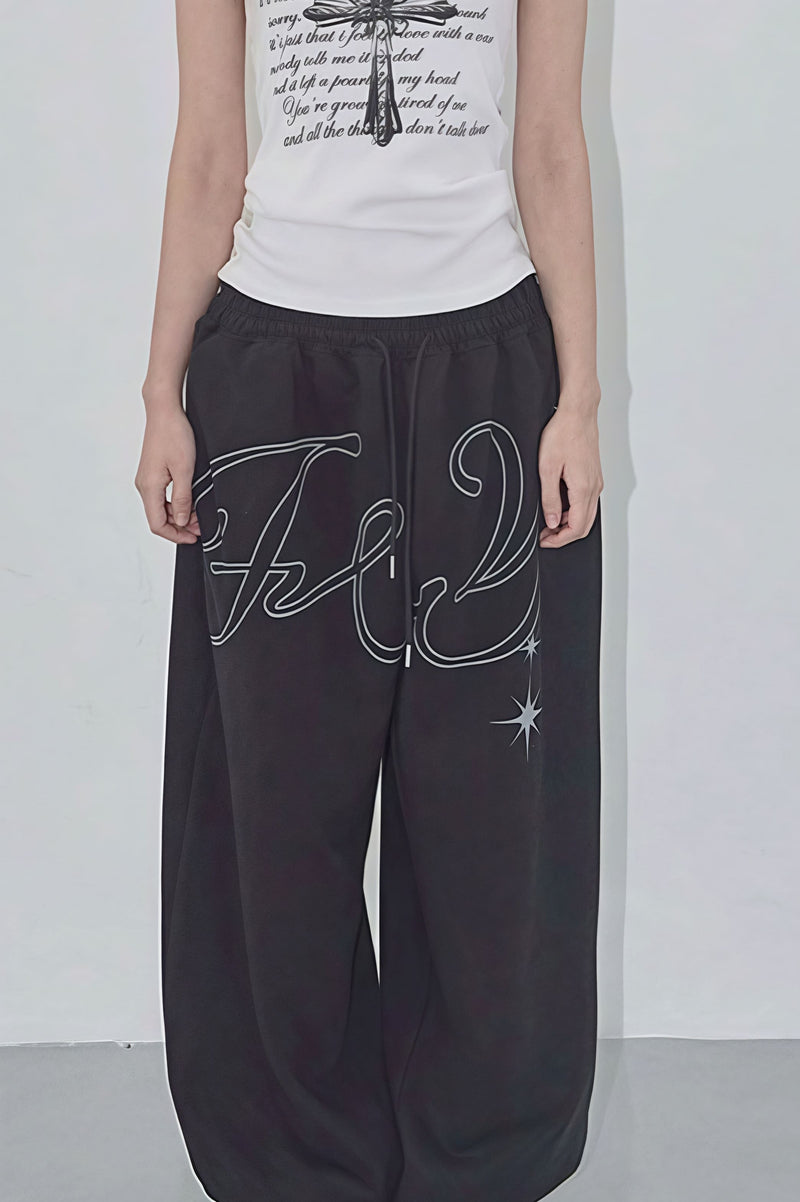 Vintage Hip Hop Graphic Baggy Straight Pants
