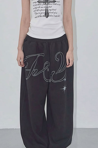 Vintage Hip Hop Graphic Baggy Straight Pants